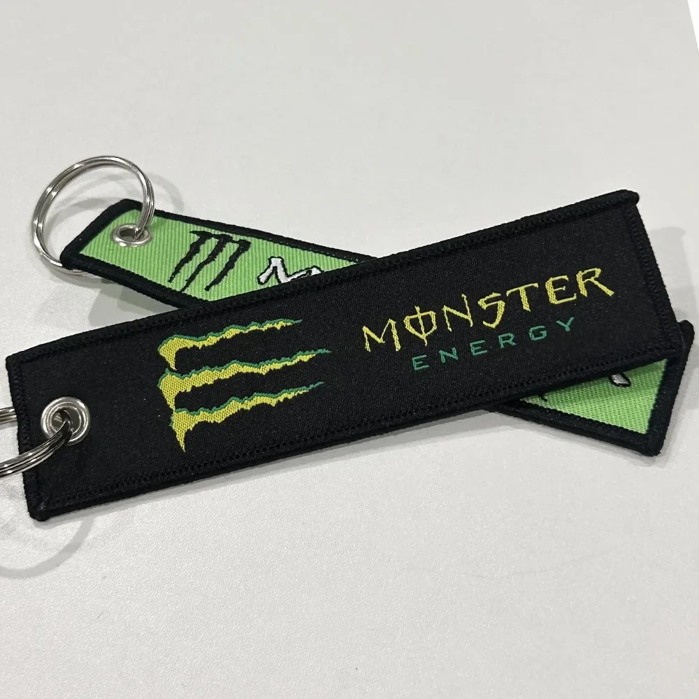 Monster Energy Keychain Modified Motorcycle Double-sided Embroidery Motorcycle Keychain Pendant Decoration