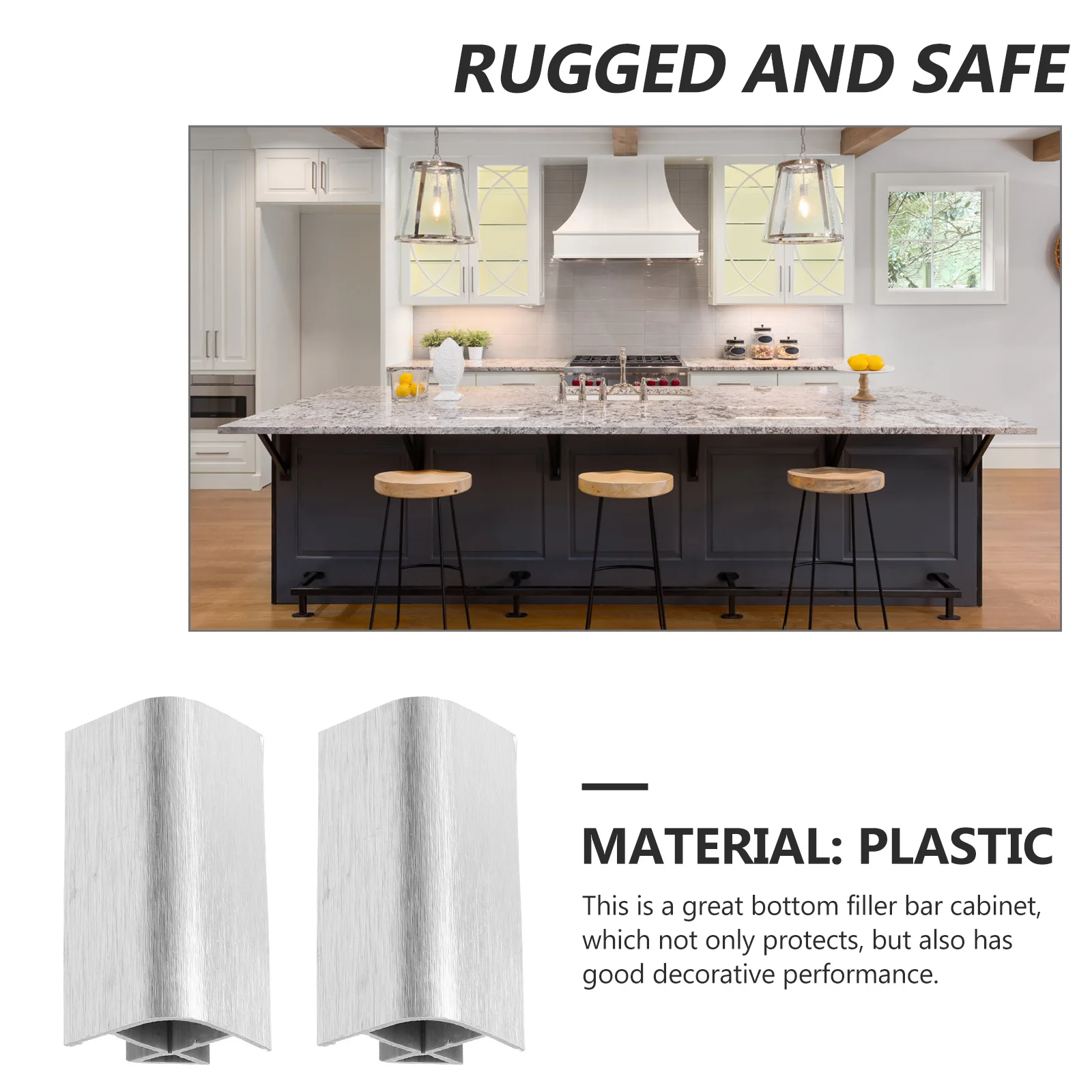 

4Pcs Corner Protector Cabinet Waistline Baseboard Border Durable Plastic Underfill Strip for Cabinet Bottom Gap Water Stain