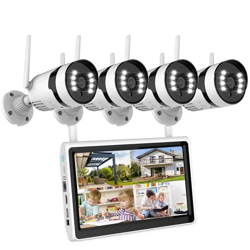 Security Cctv Surveillance System 4 Channel Network Video Recorder NVR Kit Outdoor Indoor Wifi Camera Set