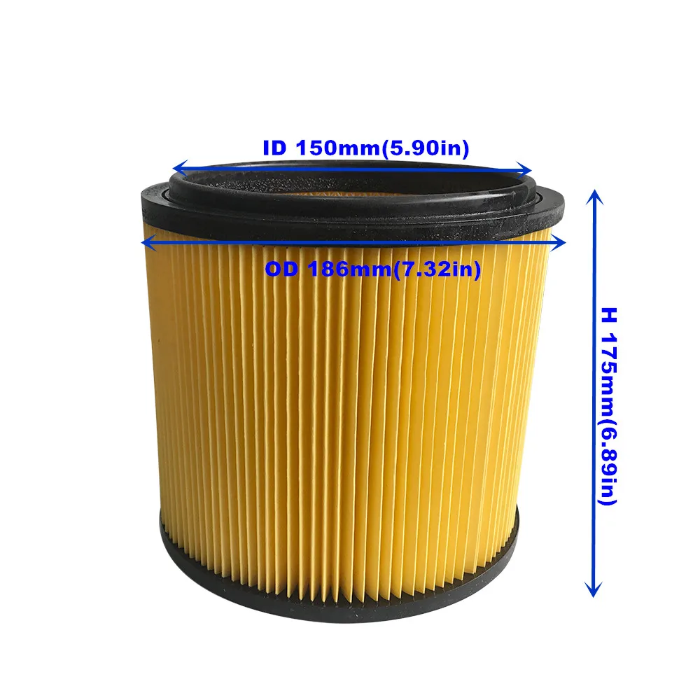 1 PCS Cartridge vacuum filter compatible with Vacmaster 3 Peak HP 5 Gallon Wet Dry Vacuum yellow