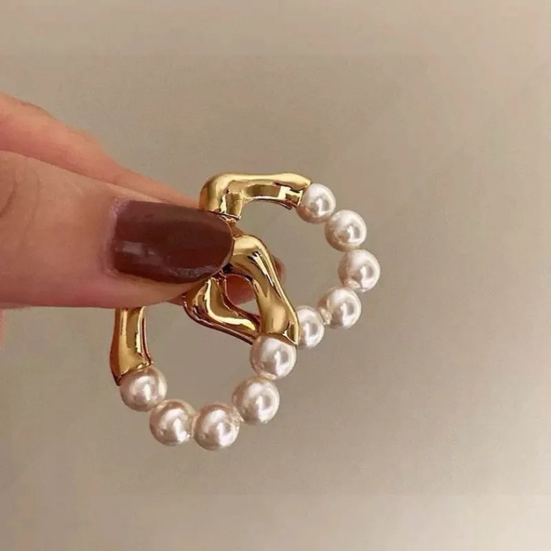 

SGARIT Jewelry Pearl Beads Earrings European American Style Hip-hop Punk Personality 925 Silver Earrings