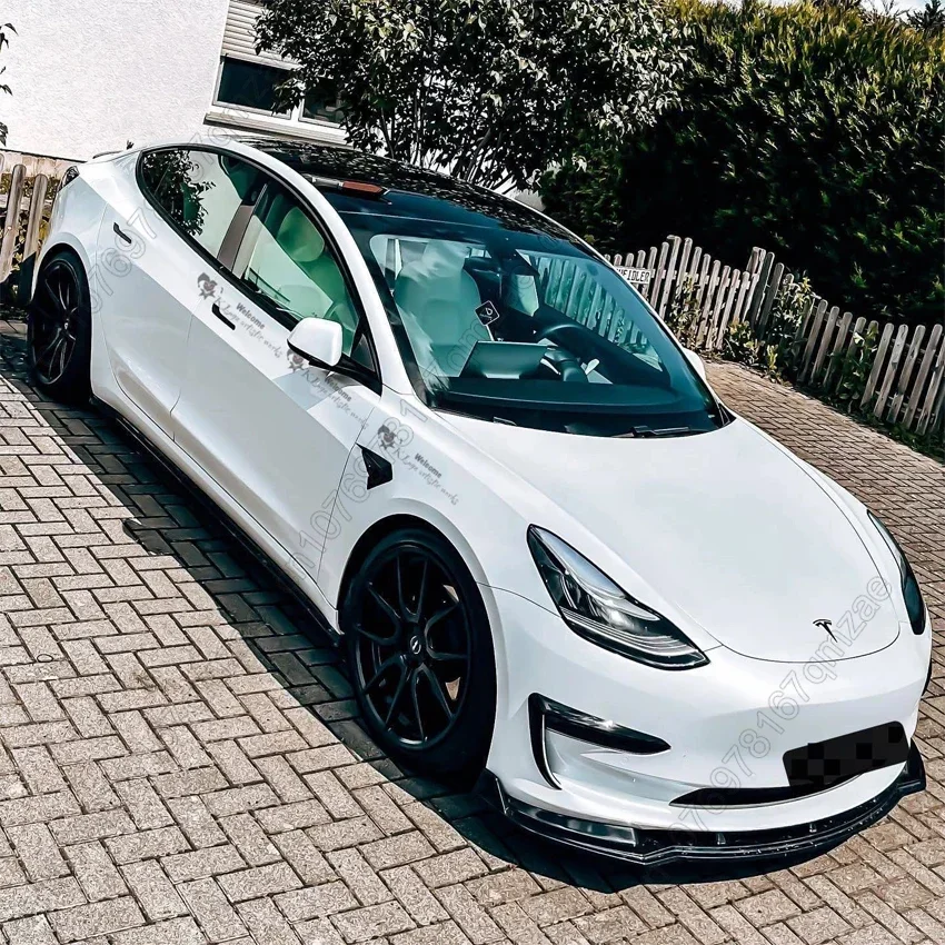 For Tesla Model Y 2019-2024 High Quality Car Front Bumper Lip Splitter Diffuser Spoiler Bumper Body Kits Gloss Black