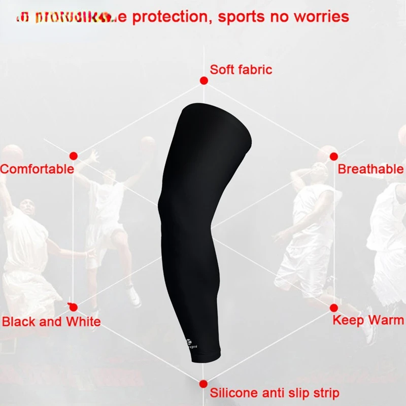 1Pcs Leg Compression Sleeve  Men Youth Basketball Sports Footless Calf Compression Socks Knee Brace Support Helps Arthritis New