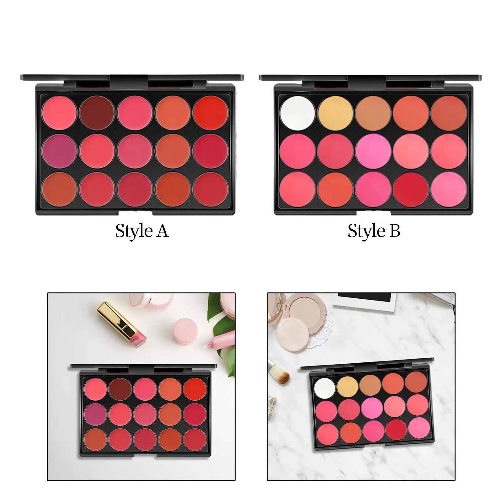 Lippenstift-Palette, Palette, professionelles kosmetisches, nicht klebriges Lipgloss-Make-up-Set, 15 Farben für nackte Lippen, Geschenk für Anfänger