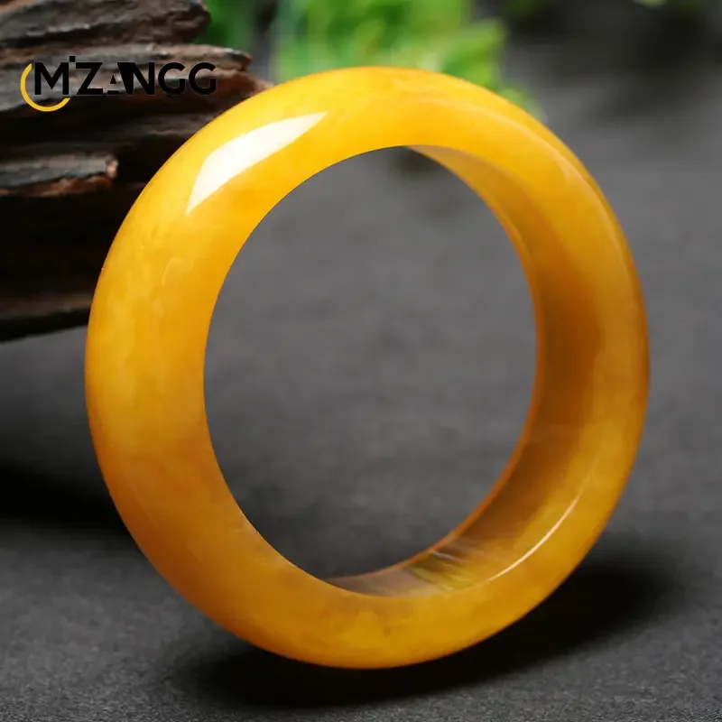 

Chicken Oil Yellow Beeswax Personality Raw Stone Bracelet Luxury Amber Bracelet Female Style Bracelet Girlfriend Mother Gift