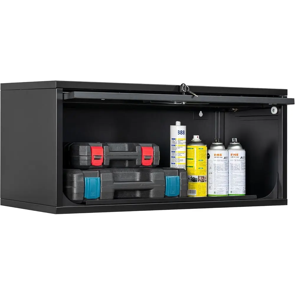 Metal Storage Cabinet Black Wall Cabiwith Locking Door - Wall Mounted Storage Cabinet or Garage Warehouse Home Oice - Assembly R