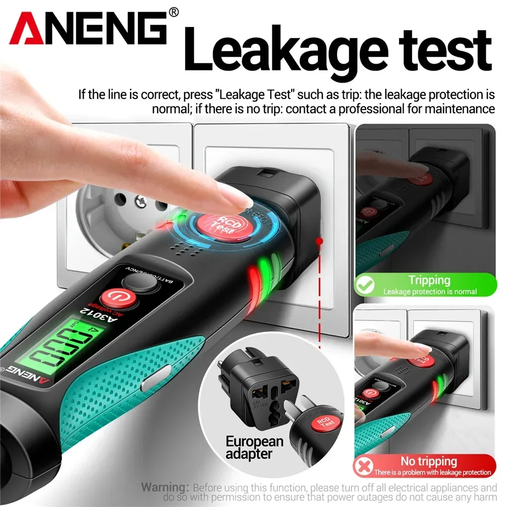 

ANENG A3012 Socket Cir-cuit Analyzer Pocket Pen Type Multimeter Polarity Detector Leakage Test AC/DC Voltage Sensing Tester Tool