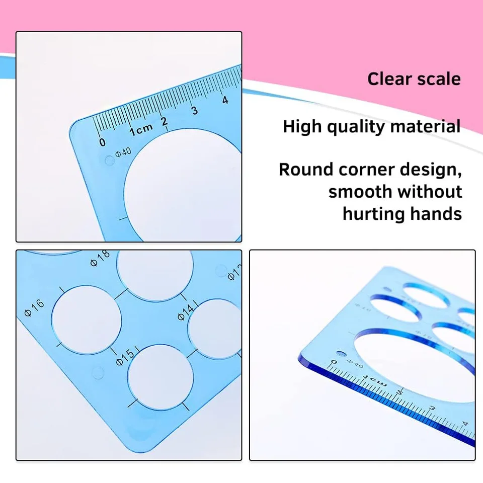مجموعة أدوات صياغة استنسل دائرية مكونة من 4 قطع من Zxiixz قوالب قياس رقمية مساطر للمكتب والمدرسة والبناء والأعمال النسيجية والرسومات