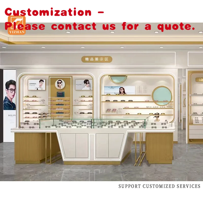 custom.Custom Modern Optical Shop Furniture Durable Aluminium MDF Interior Design Eyewear Retail & Mall LED Light