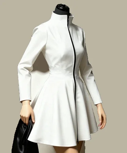 

Pure Latex Rubber White Dress Cosplay Garment Clubwear Long Skirt Full-length Zip 0.4mm S-XXL