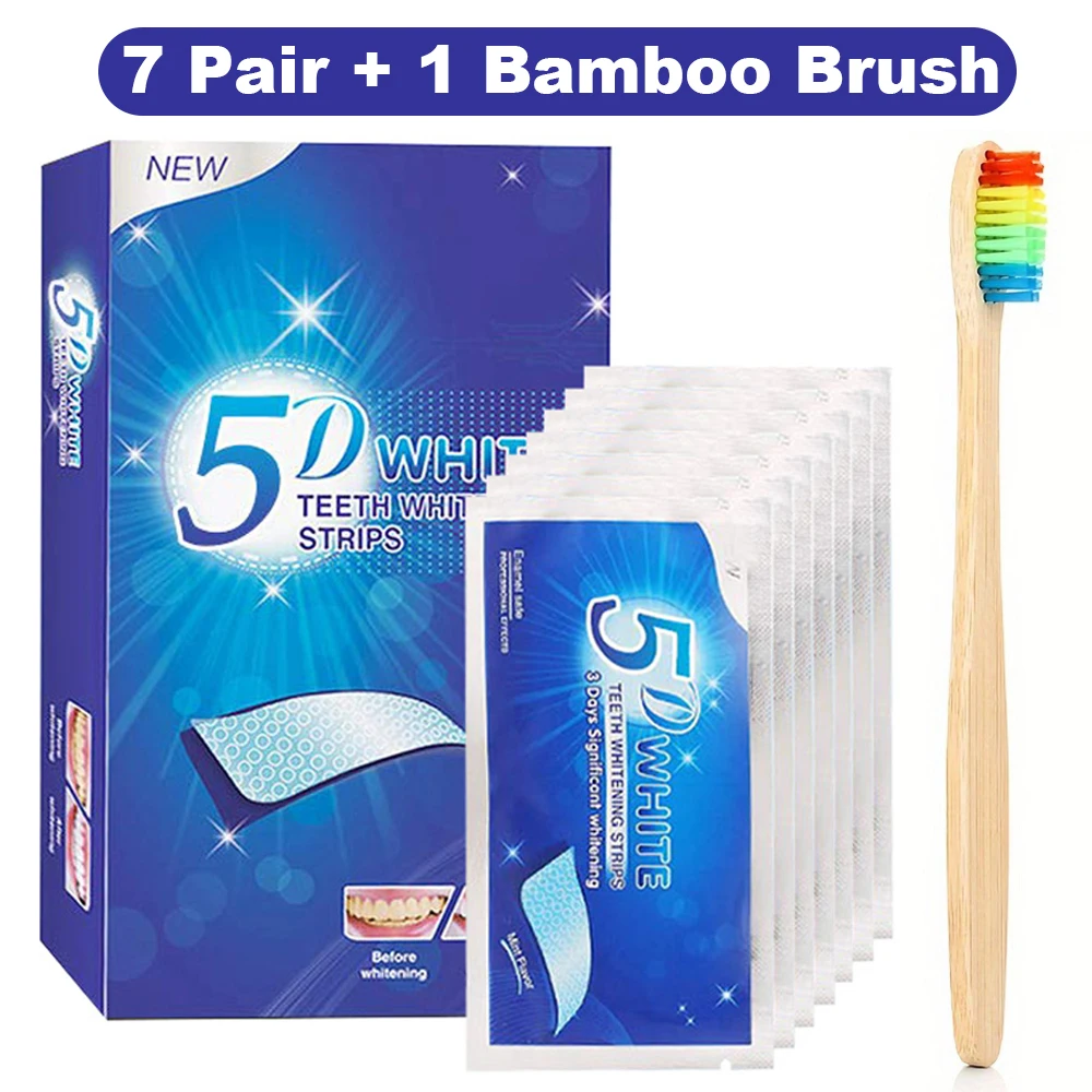 5D Tanden Whitening Strip 7/14/21/28 Paar Witter Strips voor het Verwijderen van Roken Koffie Vlekken, Effectieve Thuisgebruik Tanden Whitening Kit