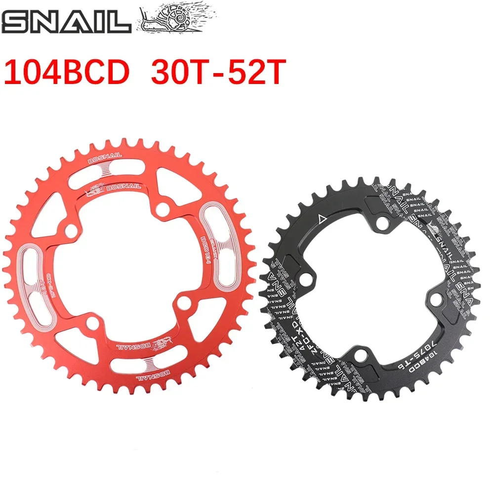 SNAIL Chainring 104BCD round 30t 32t 34t 36t 38t 40t 42t 44t 46t 48t 50t 52t tooth single tooth plate MTB Mountain bike 104 BCD