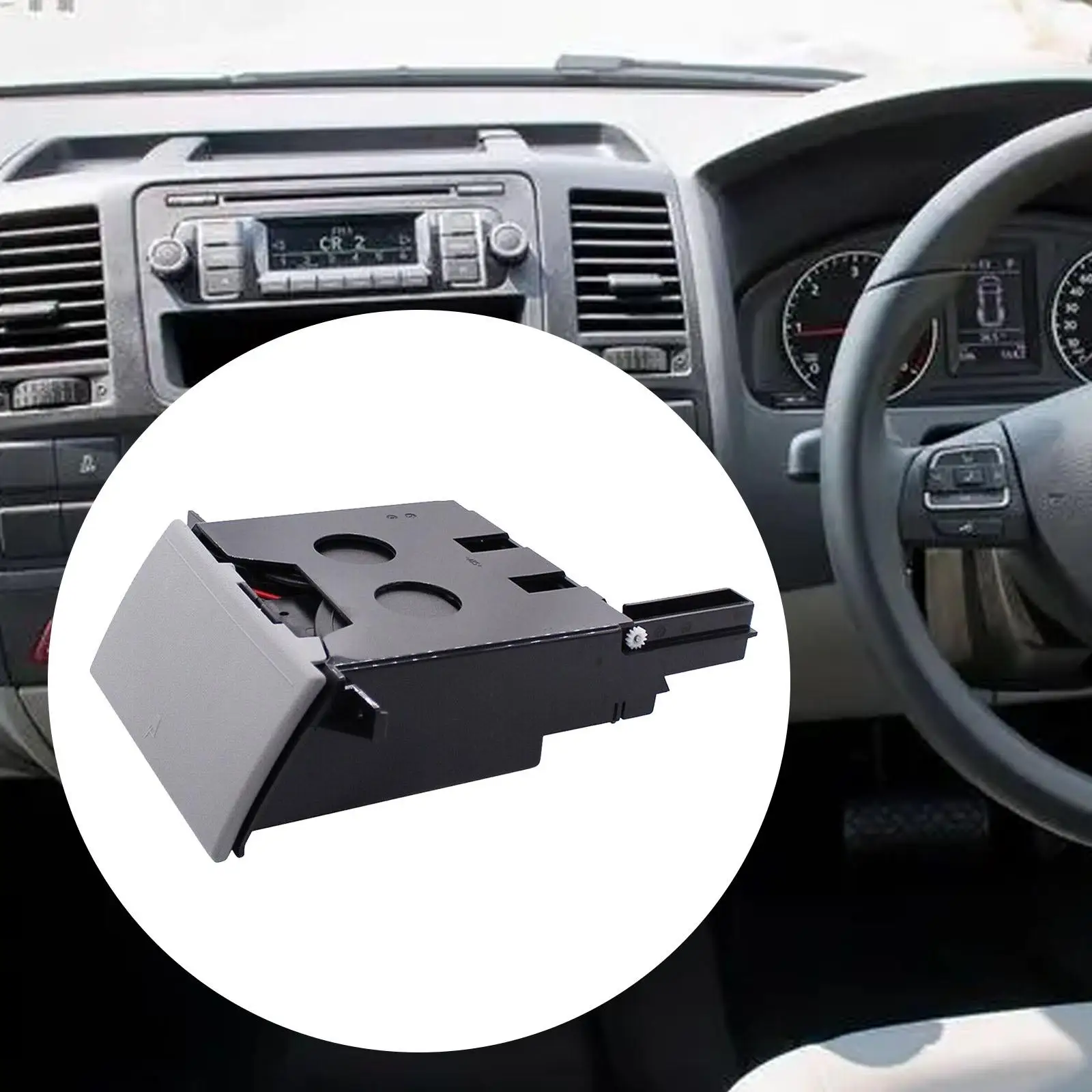 

Front Drinks Holder 7H285860130T Sturdy Car Accessories Grey Easy Installation Replacement for VW Transporter T5 2003-2017