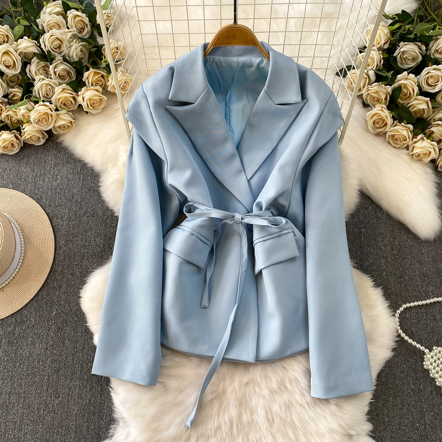 

Ele Busin Женское пальто с поясом для похудения Long Sve Commute Sle Женская верхняя одежда Faion