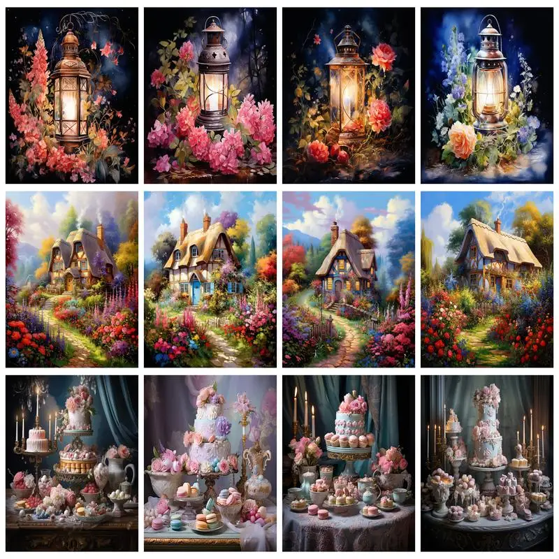 

RUOPOTY алмазная живопись, вышивка, дом, полная квадратная/круглая картина, мозаика, вышивка крестиком, настенное искусство