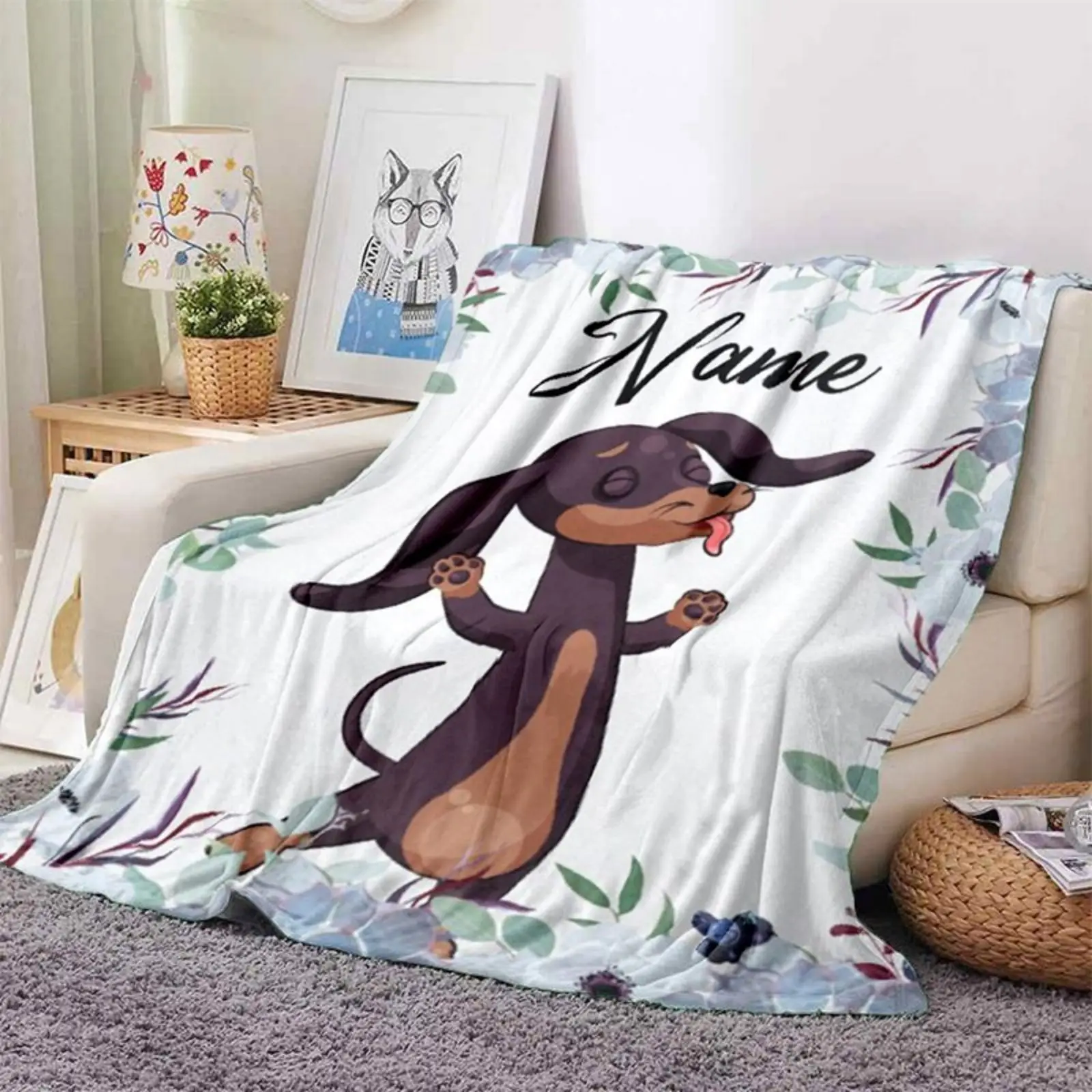 Custom Blanket Custom Name Blanket Baby Girl Boy Kids Cartoon Animal Cute Soft Flannel Throw Blankets Personalized Blanket Gifts