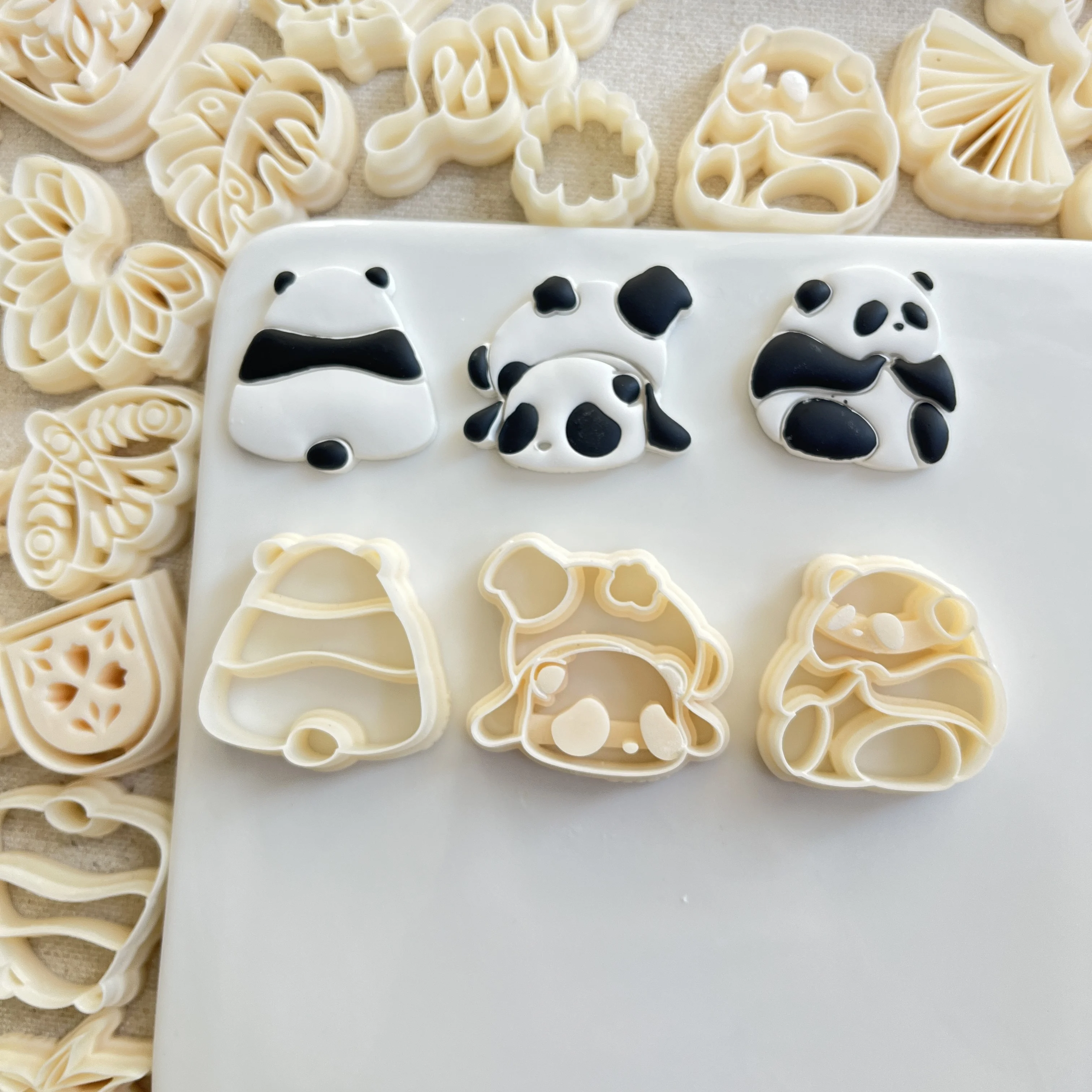 Chinesischer nationaler Schatz niedlicher Panda geformte 3 Arten Ton schneide formen für DIY Ohrringe Schmuck herstellung – Detail 1