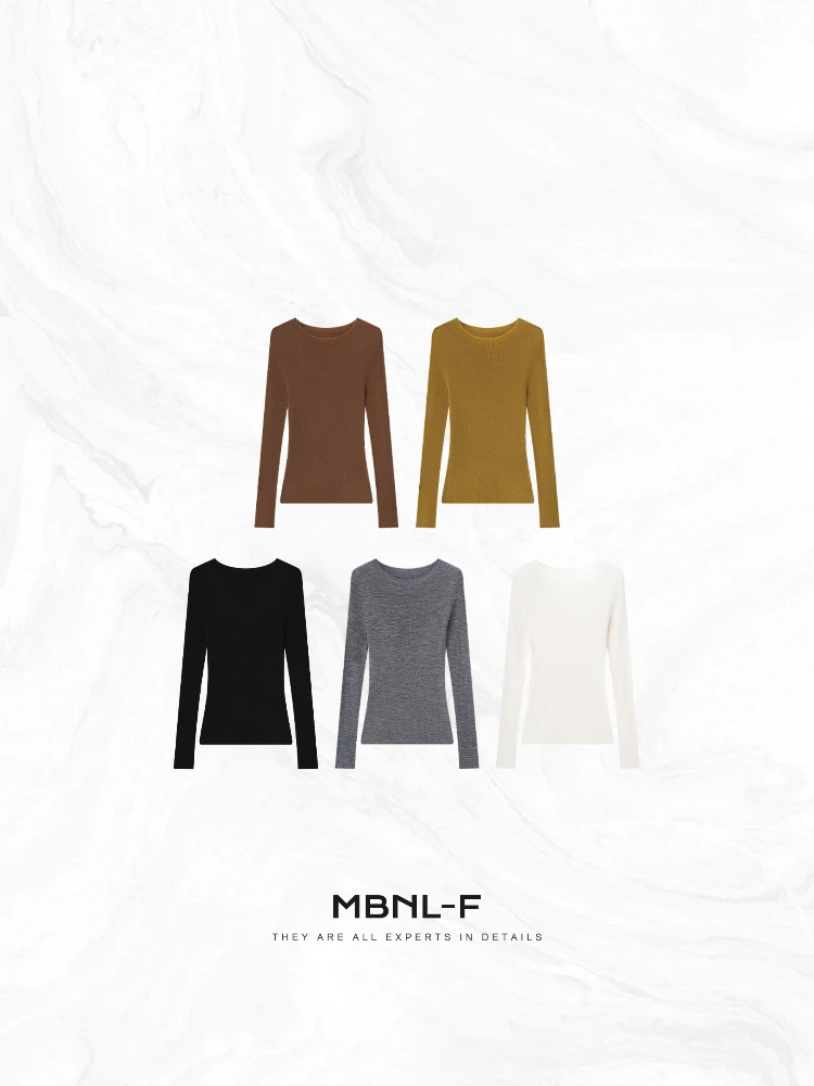 

Вязаная женская термофутболка MBNLF Heavyweight Simplified из шерсти Yangzi, 60-ниточная, с 8-ю петлями, весна 2025