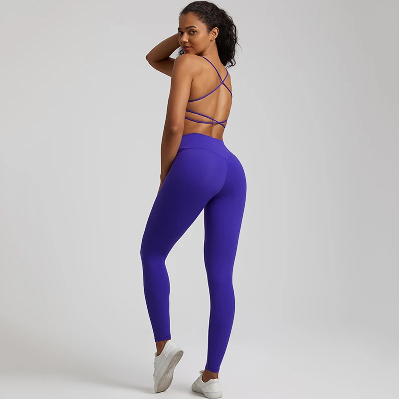 Buttery Soft Two Piece Gym Set for Women Workout Clothes Gym Leggings Backless Sports Bra Suits New In Matching Yoga Pant Sets