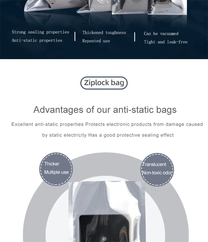 ESD-Tasche mit oben offenem, antistatischem Abschirmpaket zur Aufbewahrung elektronischer Komponenten, PCB-Board-Schutz, USB-Taschen – Detail 2