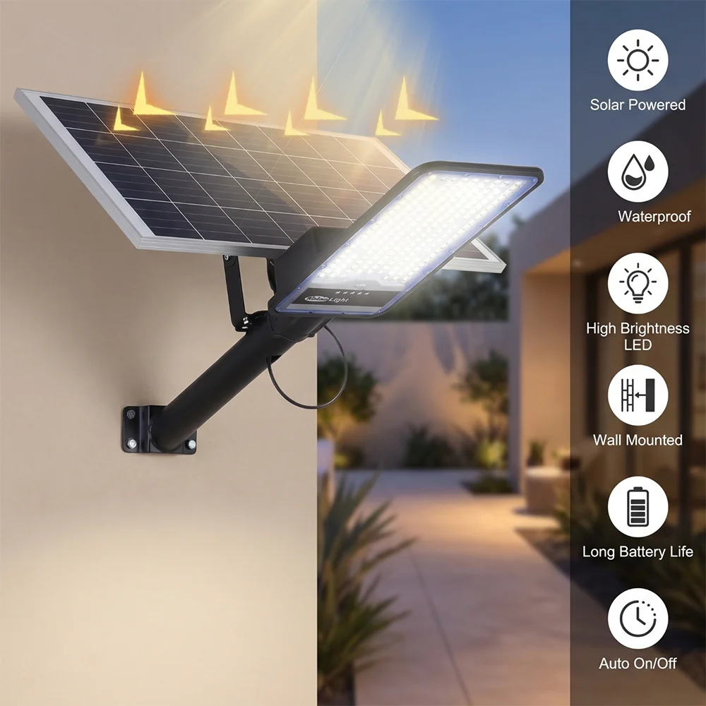 

Solar Street Light Split Solar Panel Remote Adjustable Brightness Timer Setting Large Capacity Battery Waterproof Exterior Solar Lamp For Villa Farm Road Parking Lot