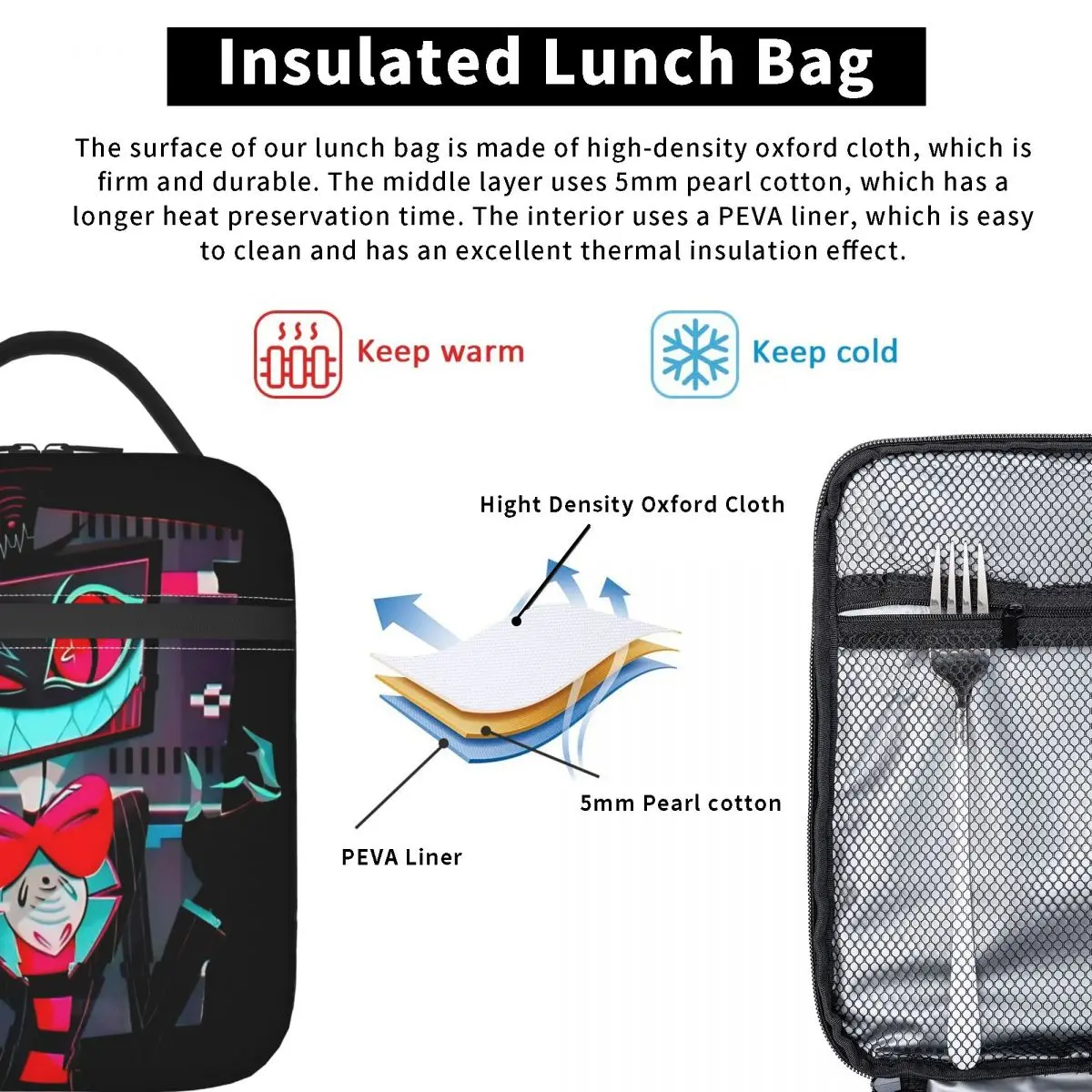 Vox Hazbined معزول أكياس الغداء حقيبة للحفاظ على البرودة قابلة لإعادة الاستخدام المحمولة حمل علب الاغذية الرجال النساء الشاطئ السفر