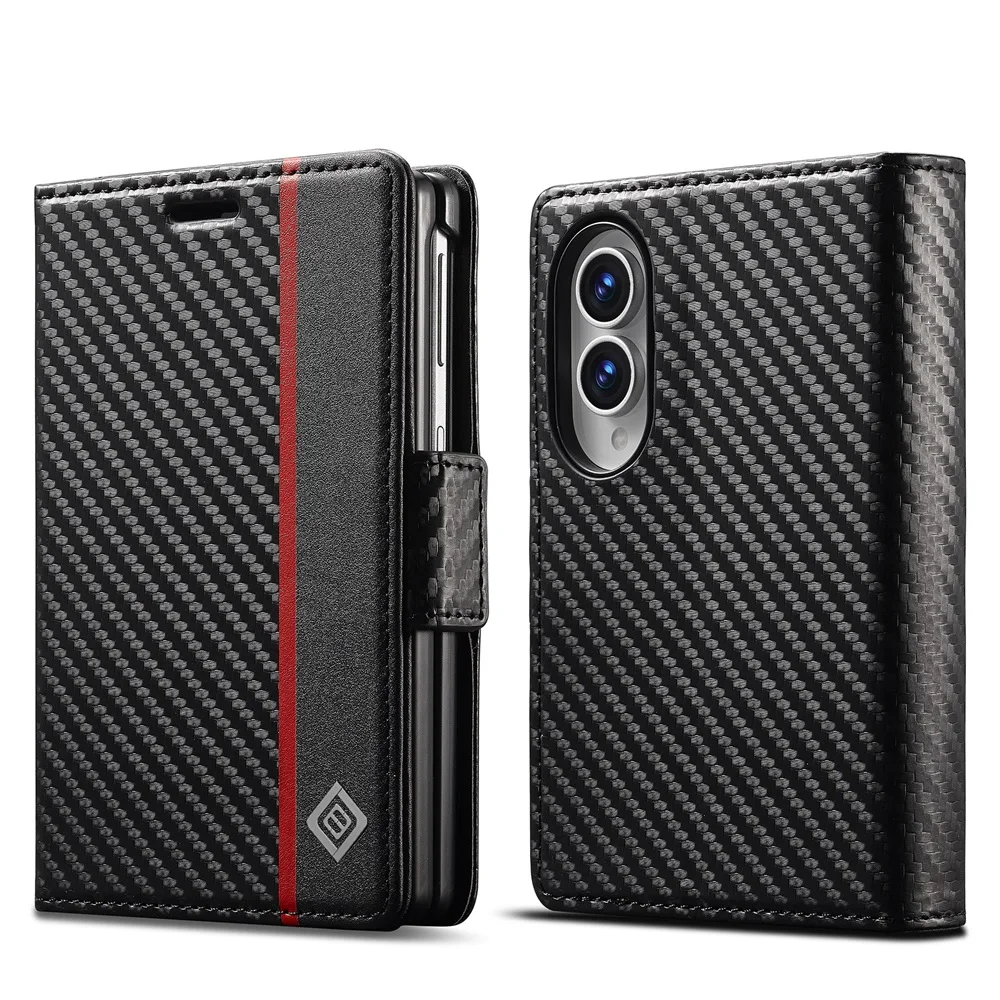 For Samsung Galaxy Z Fold 8 Wide 5G Case Luxury Carbon Fiber Leather Flip Wallet Card Slot  Shockproof Back Cover Accessories