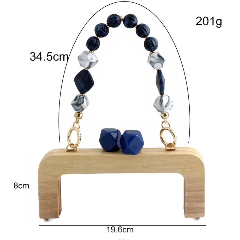 1Set/2PCS Dopamine Wood Frame Fitting Lock with Resin Chain Crochet Bag Crossbody Bag Sewing Decoration DIY Bag Set Accessories