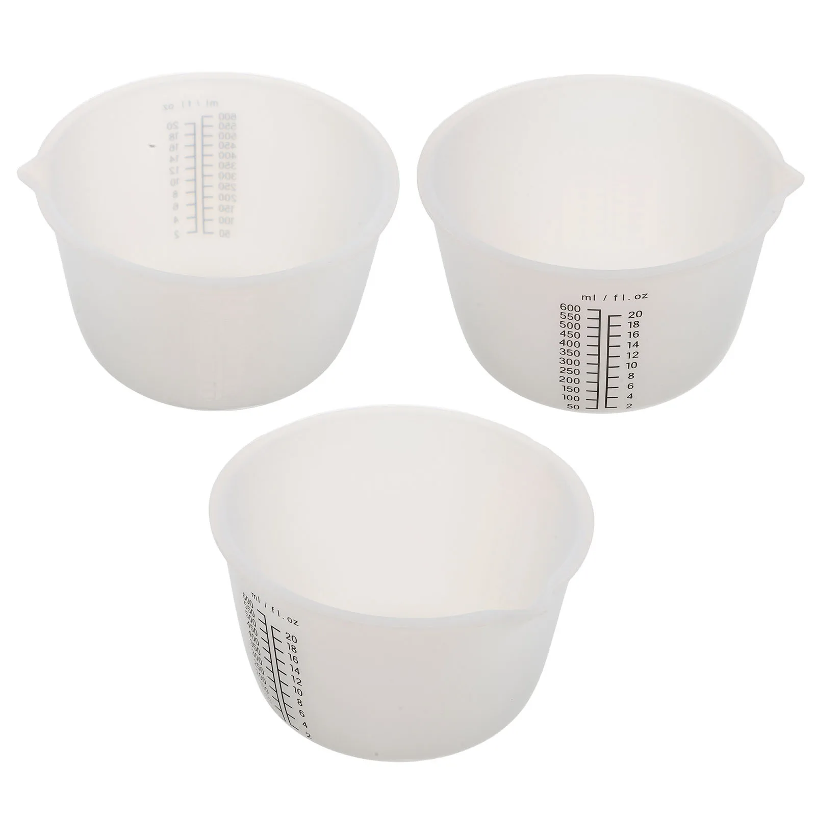 

3Pcs Silicone Resin Measuring Cups 600ml Reusable Non-Stick Mixing Jugs for Epoxy DIY Jewelry Craft Supplies Resin Mixing Cups