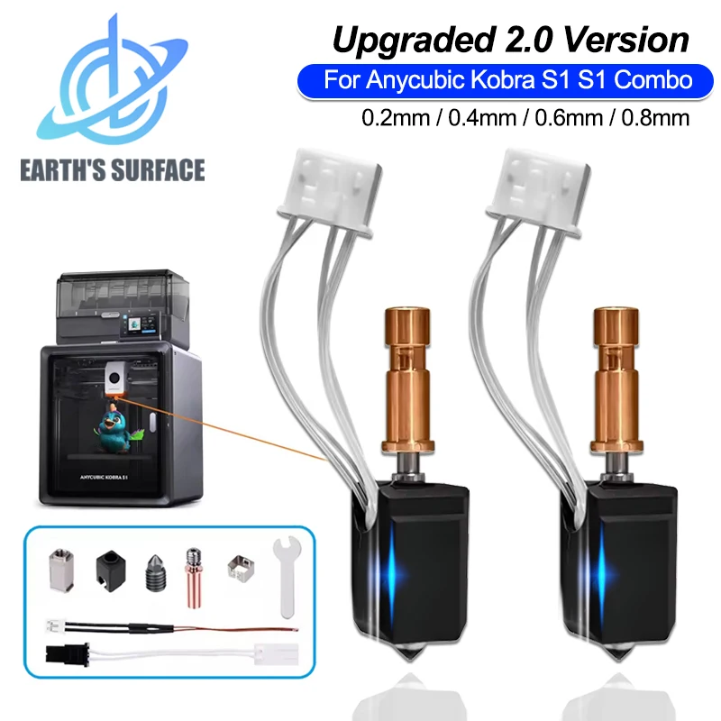 Upgraded 2.0 Version for Anycubic Kobra S1 Hotend Thermistor Heater 200K 24V 48W Rapid Heating 300℃ for Anycubic Kobra S1 Combo