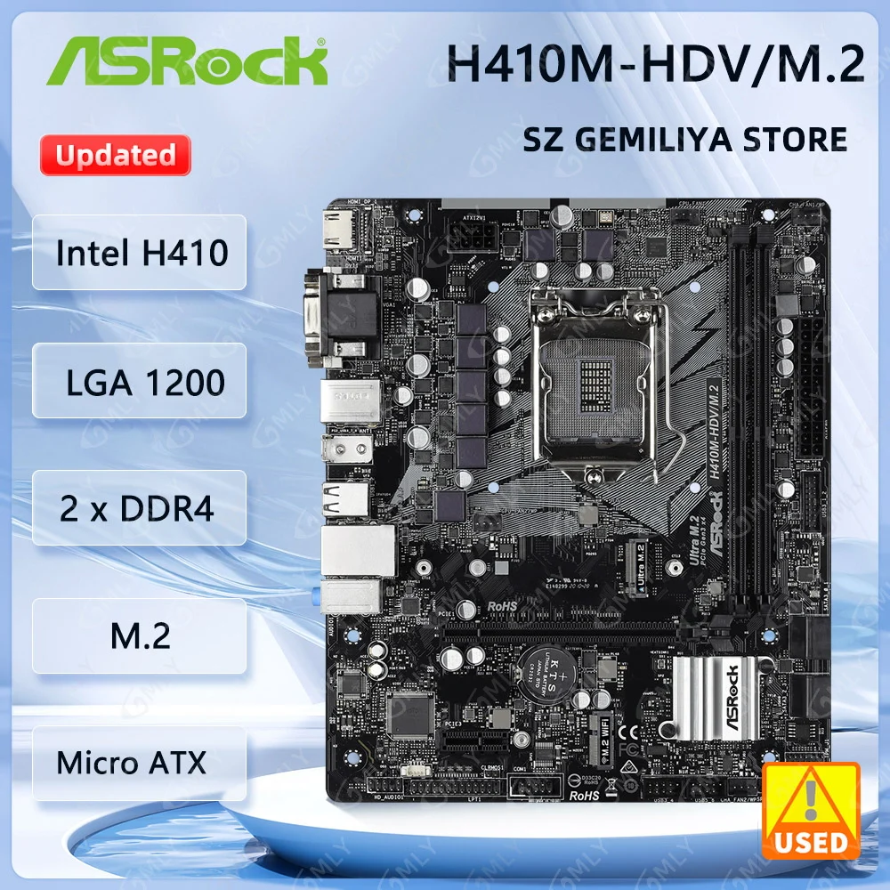 

Материнская плата ASROCK H410M-HDV/M.2 Intel H410 LGA 1200 DDR4 64 ГБ M.2 с поддержкой i9-10900F i5-10600 i5-10400 i3-10105 i3-10105 Процессор