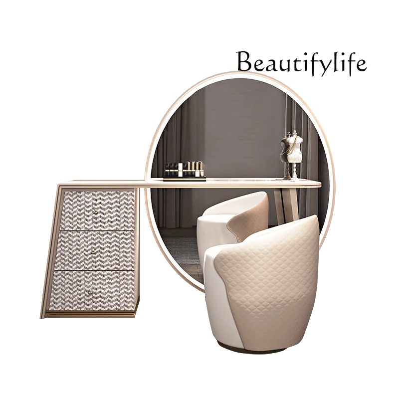 

Italian light luxury dresser minimalist modern bedroom high-end smart makeup table small apartment solid wood
