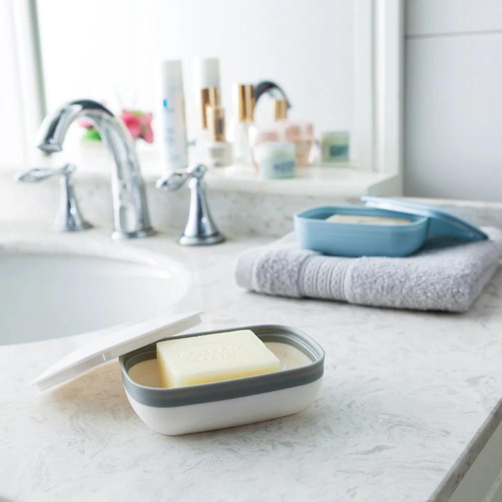 

1pcs Portable Box Leak Proof Pp Dish Waterproof Travel Container Anti-Slip Design For Bathroom Home Outdoor Lightweight