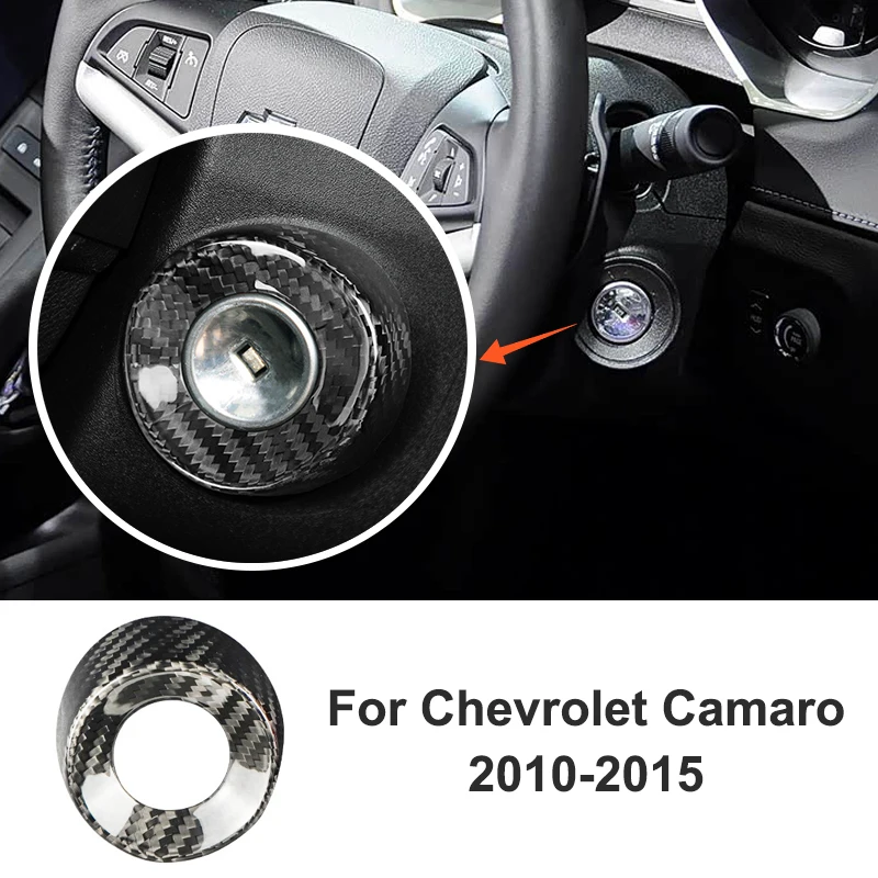 

Для Chevrolet Camaro 2010-2015 автомобильный ключ зажигания, крышка переключателя, декоративная наклейка, аксессуары для модификации из углеродного волокна