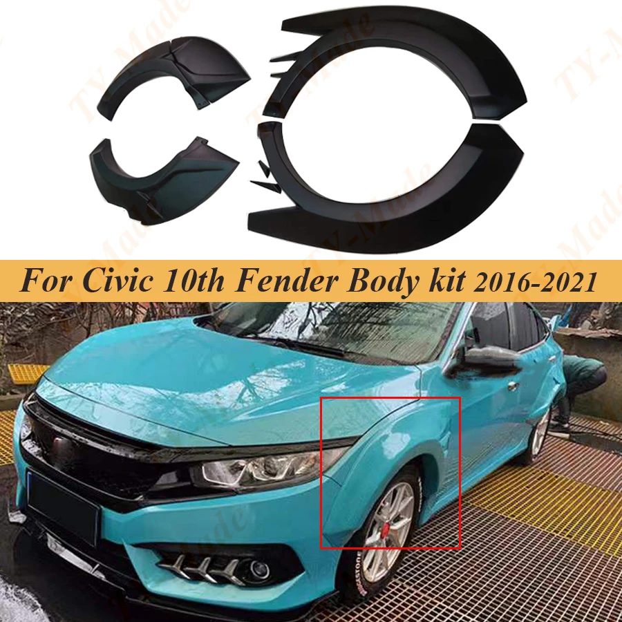 

Civic FRP Fender Flares Wheel Brow Protector Plate Decorative Accessories Wide Body Kit For Honda Civic 10th 2016-2021 Sedan