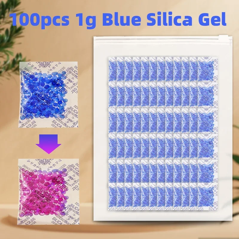 SOT  50/100pcs 1g Blue Silica Gel Desiccant Packet Dehumidifier Electronic Products Industrial Grade Color-changing Desiccant