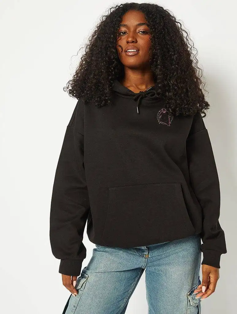 Damska bluza z kapturem z nadrukiem Disneya, bawełniana, z długim rękawem, podszyta polarem, z kieszeniami, luźny krój, plus size, odzież sportowa codzienna.