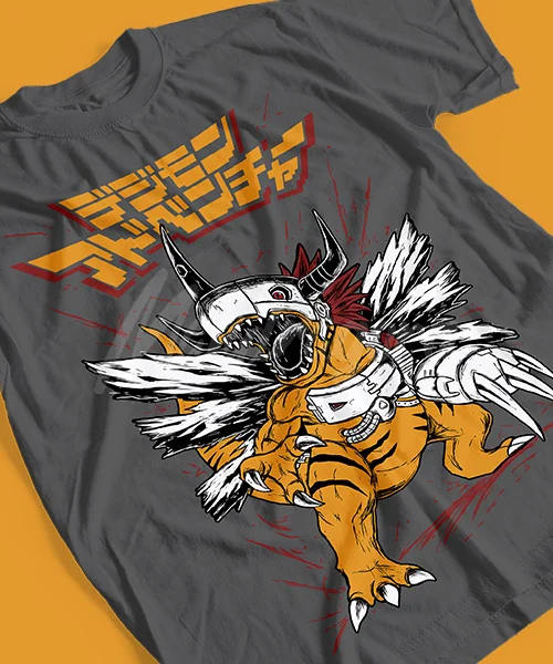 T-shirt For Anime Digimon Metalgraymon Posición Batalla