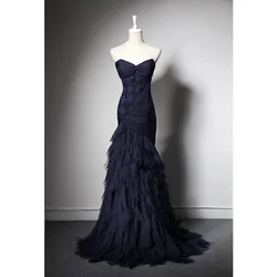 Tailor made Mother of the Bride Dresses Evening Cocktail Prom Bridesmaid Celebrity-Inspired navy blue weave tulle layers Dress