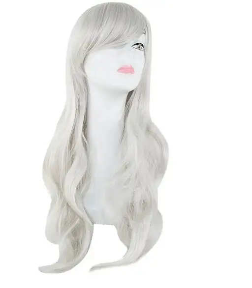 Cos-play Wig Synthetic Heat Resistant Fiber Long Wavy Dark Blue Hair Costume Cartoon Women Peruca Party Salon Hairpiece