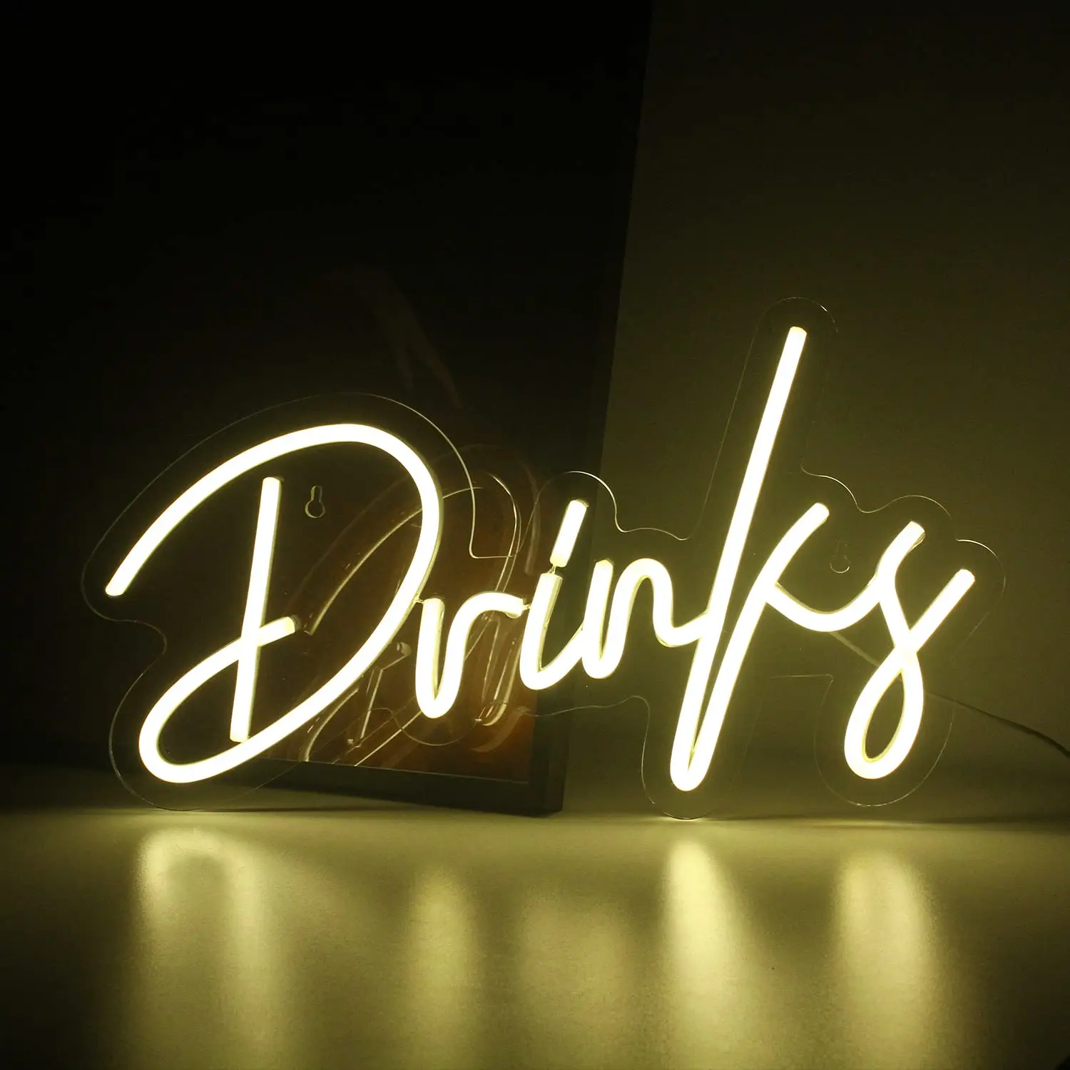 Neon Drink Lettering Sign - Warm White LED Neon Light with Switch Control, No Batteries Needed, Easy Wall-Mounted Decoration