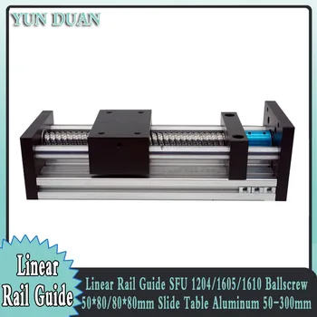 Linear rail guide SFU 1204/1605/1610 Ballscrew 50*80/80*80mm slide table aluminum 50-300mm stroke for Nema23 stepper Moto CNC