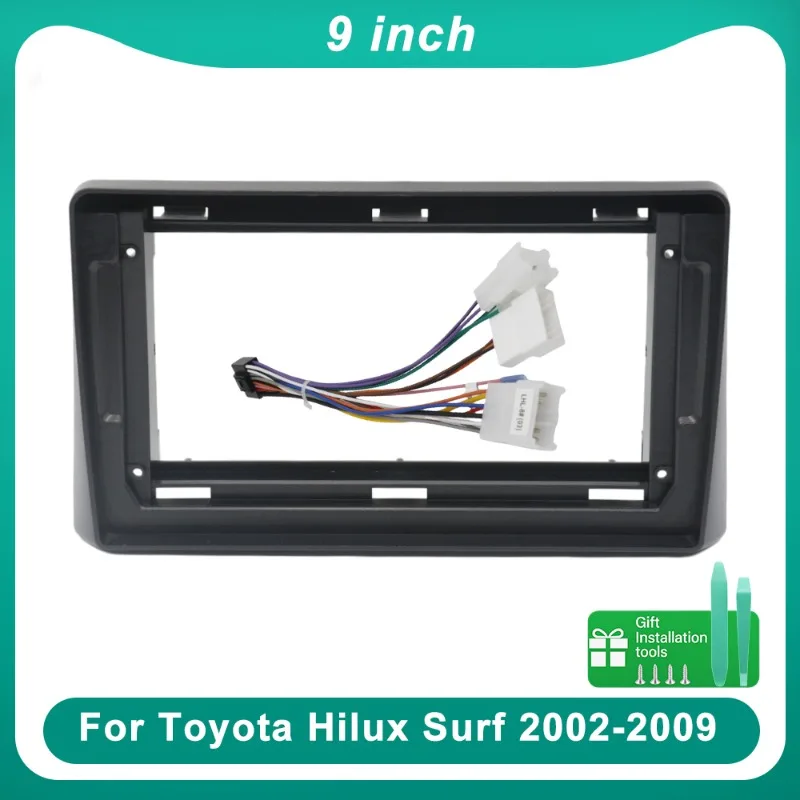 Marco embellecedor de radio de coche de 9 pulgadas para Toyota Hilux Surf 2002-2009, kit de embellecedor de panel de salpicadero estéreo