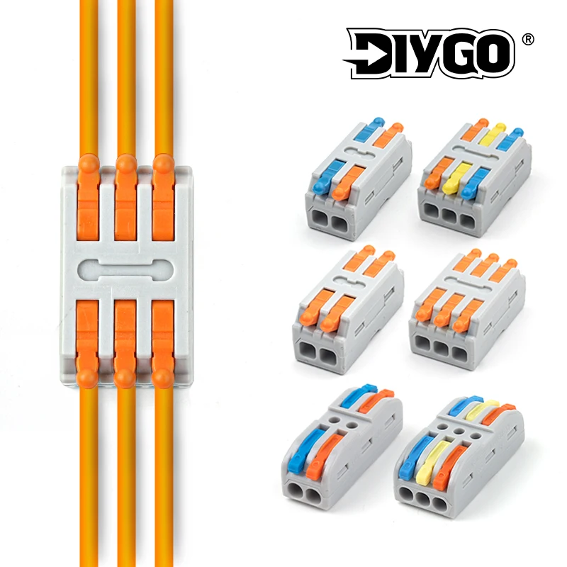 범용 컴팩트 스플리터 전기 도체 고속 와이어링 케이블 커넥터, 푸시 인 홈 터미널 블록, 2/3 포트, 10 개