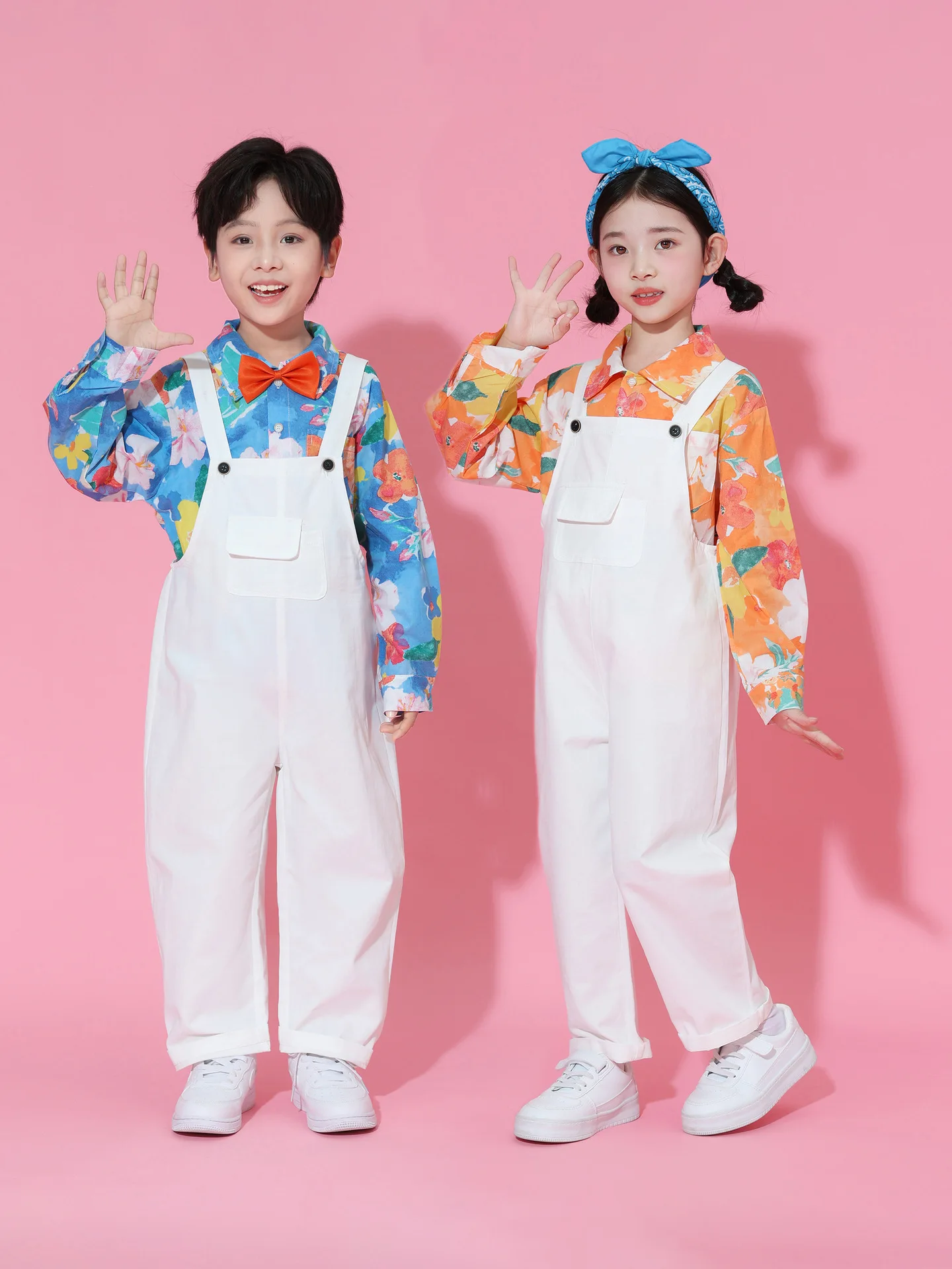 New Children Choral Performance Outfit School Sports Meeting Uniform Primary Student Cheerleading Class Suit Set Sleeve Length