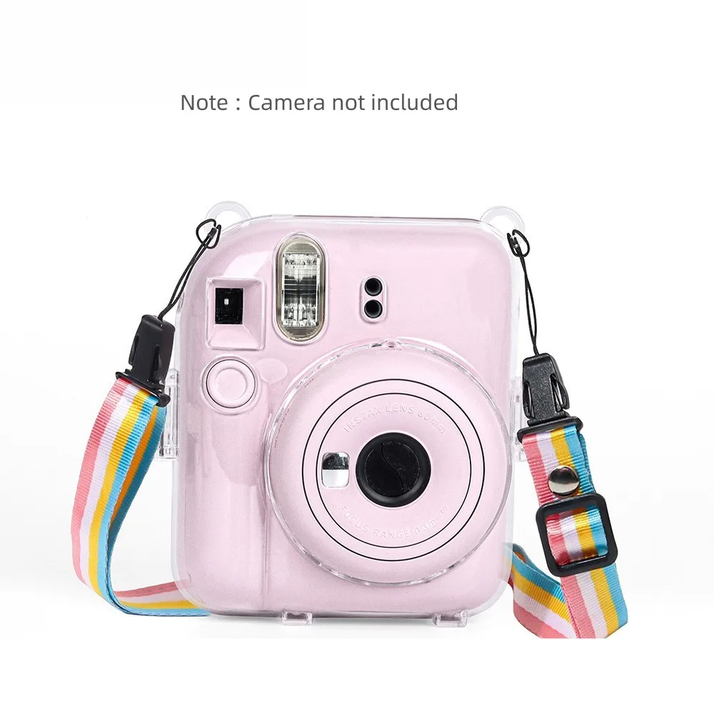 حقيبة كاميرا بلون سادة تخزين حقائب واقية غطاء كاميرات لملحقات Fujifilm Instax Mini 12 مع حزام كتف قابل للتعديل
