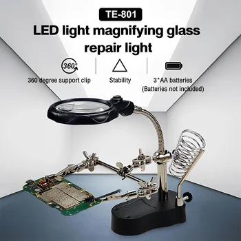 용접 보조 클립 확대경, 전기 납땜 다리미 회로 기판, 용접 다리미 확대경 브래킷 도구, 3.5X 12X