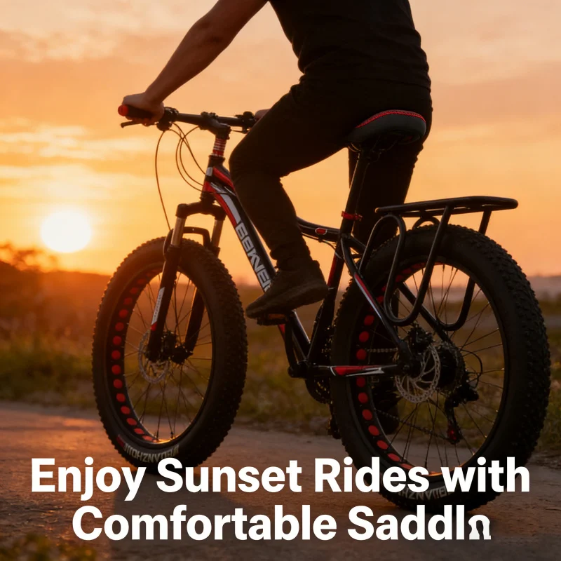 

Black and red hollow design Large Tire Bicycle Adult Men's Variable Speed Thick Wide Snow Mountain Bike Off-Road Fat Bike Beach