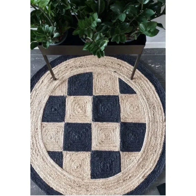 Rug 100% Natural Jute Hand Braided Round Rug Living Floor Modern Area Carpet