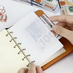 5pcs A7 Binder Notebook Loose-leaf Bags Hand Ledger 6-hole Cash Budget PP Side Opening Pocke Journal Notebook Planner Accessory